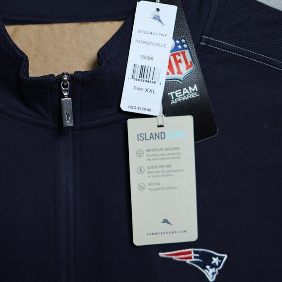 New England Patriots Tommy Bahama Pullover Mens 2XL Blue NFL Football 1/4 Zip - Picture 3 of 11